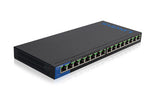 Linksys LGS116P dispositivo de redes No administrado Gigabit Ethernet (10/100/1000) Energía sobre Ethernet (PoE) Negro