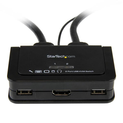 StarTech.com Conmutador Switch KVM 2 puertos HDMI USB Audio con Cables Integrados - 1080p Interruptores KVM 2 USB No
