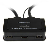 StarTech.com Conmutador Switch KVM 2 puertos HDMI USB Audio con Cables Integrados - 1080p Interruptores KVM 2 USB No