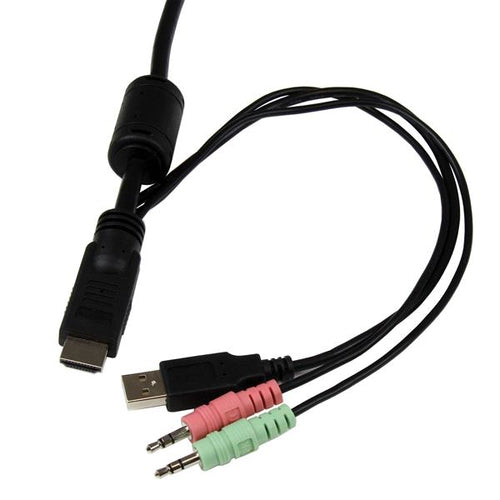 StarTech.com Conmutador Switch KVM 2 puertos HDMI USB Audio con Cables Integrados - 1080p Interruptores KVM 2 USB No