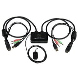 StarTech.com Conmutador Switch KVM 2 puertos HDMI USB Audio con Cables Integrados - 1080p Interruptores KVM 2 USB No