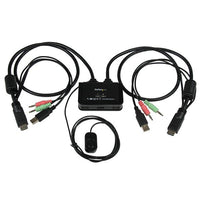 StarTech.com Conmutador Switch KVM 2 puertos HDMI USB Audio con Cables Integrados - 1080p Interruptores KVM 2 USB No