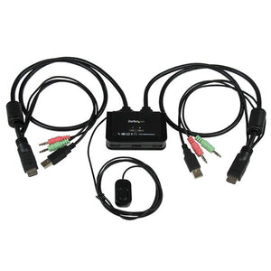 StarTech.com Conmutador Switch KVM 2 puertos HDMI USB Audio con Cables Integrados - 1080p Interruptores KVM 2 USB No