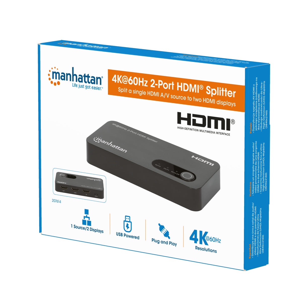 207614 - Manhattan 207614 Divisores de vídeo 2 HDMI 2x HDMI