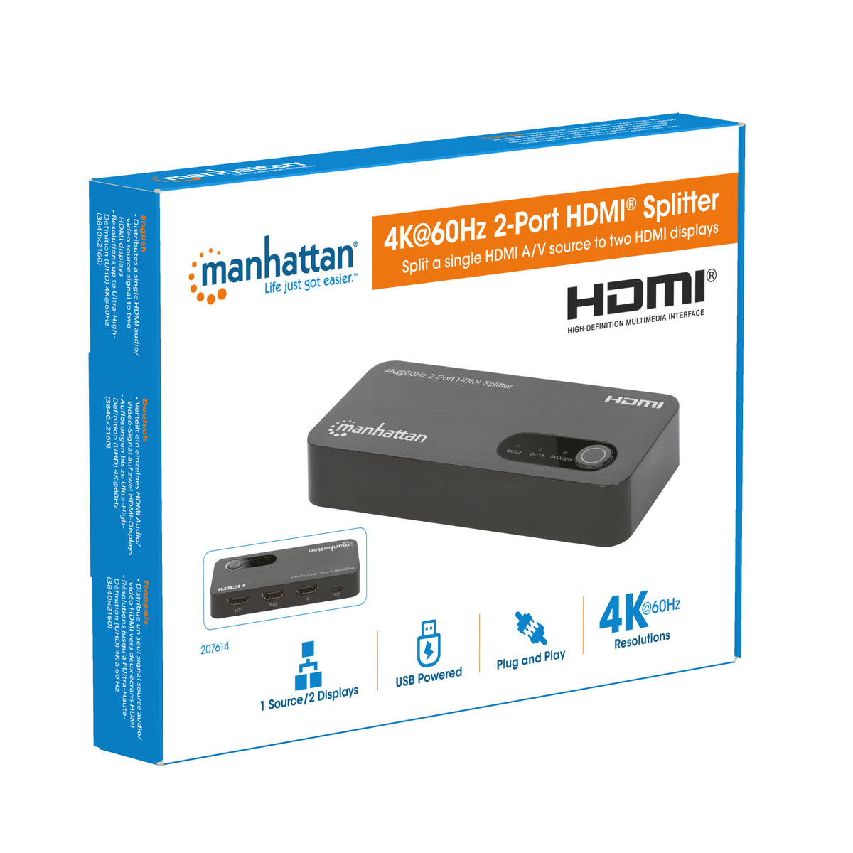 207614 - Manhattan 207614 Divisores de vídeo 2 HDMI 2x HDMI