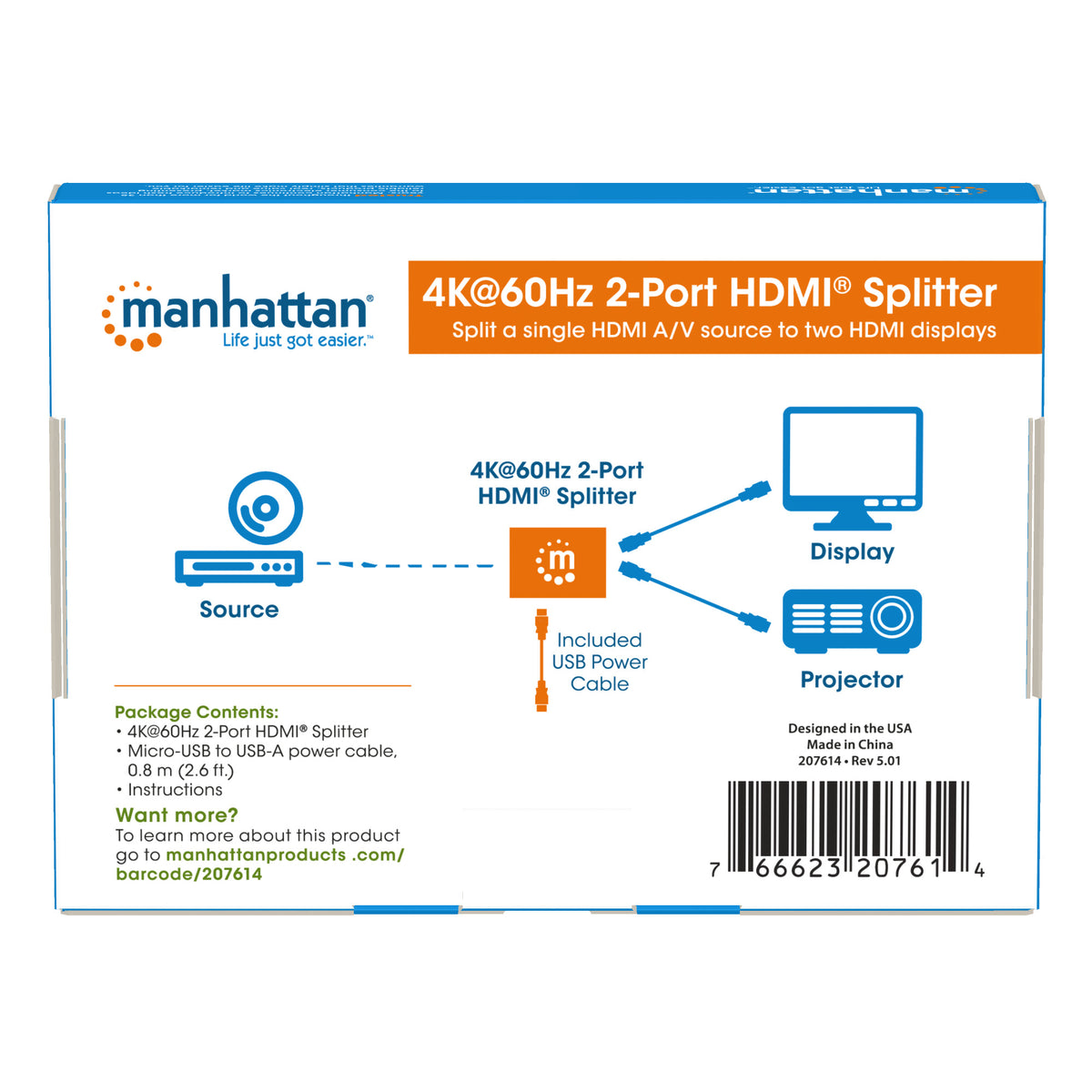 207614 - Manhattan 207614 Divisores de vídeo 2 HDMI 2x HDMI