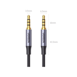 Cable Auxiliar de 3.5mm / Cable Audio Estéreo / Núcleo de Alambre de Cobre Esmaltado / Carcasa de Aluminio Azul + Nylon Trenzado /  Soporta Micrófono / 2 Metros