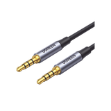 Cable Auxiliar de 3.5mm / Cable Audio Estéreo / Núcleo de Alambre de Cobre Esmaltado / Carcasa de Aluminio Azul + Nylon Trenzado /  Soporta Micrófono / 2 Metros