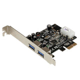 StarTech.com Adaptador Tarjeta Controladora PCI Express PCI-E 2 Puertos USB 3.0 con Alimentación Molex y UASP tarjetas y adaptadores de interfaz PCIe USB 3.2 Gen 1 (3.1 Gen 1) Full-height / Low-profile PCIe 2.0
