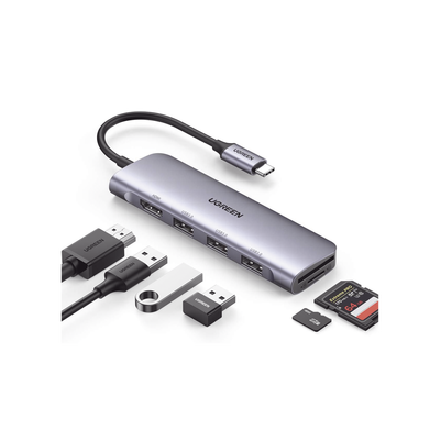 Ugreen 20956A hub de interfaz USB Tipo C 5000 Mbit/s Plata