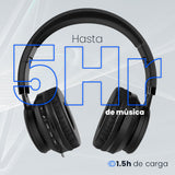Vorago HPB-201-LED auricular y casco Auriculares Inalámbrico Diadema Llamadas/Música Bluetooth Negro