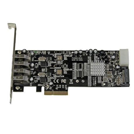 StarTech.com Adaptador Tarjeta PCI Express PCI-E 4 Puertos USB 3.0 UASP Bus Doble con Alimentación Molex SATA Tarjetas y