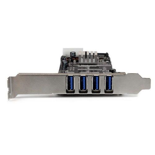 StarTech.com Adaptador Tarjeta PCI Express PCI-E 4 Puertos USB 3.0 UASP Bus Doble con Alimentación Molex SATA Tarjetas y