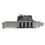 StarTech.com Adaptador Tarjeta PCI Express PCI-E 4 Puertos USB 3.0 UASP Bus Doble con Alimentación Molex SATA Tarjetas y
