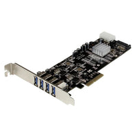 StarTech.com Adaptador Tarjeta PCI Express PCI-E 4 Puertos USB 3.0 UASP Bus Doble con Alimentación Molex SATA Tarjetas y