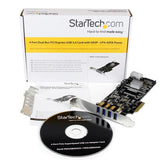 StarTech.com Adaptador Tarjeta PCI Express PCI-E 4 Puertos USB 3.0 UASP Bus Doble con Alimentación Molex SATA Tarjetas y