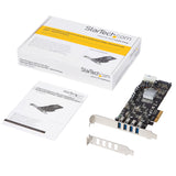 StarTech.com Adaptador Tarjeta PCI Express PCI-E 4 Puertos USB 3.0 UASP 2 Canales de 5Gbps con Alimentación Molex SATA T