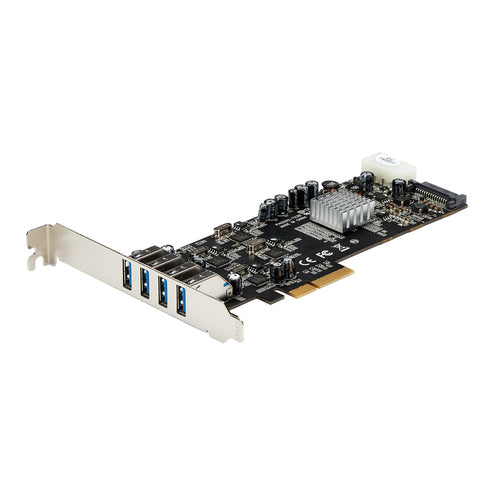 StarTech.com Adaptador Tarjeta PCI Express PCI-E 4 Puertos USB 3.0 UASP 2 Canales de 5Gbps con Alimentación Molex SATA T