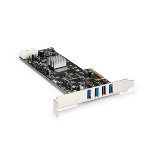 StarTech.com Adaptador Tarjeta PCI Express PCI-E 4 Puertos USB 3.0 UASP 2 Canales de 5Gbps con Alimentación Molex SATA T