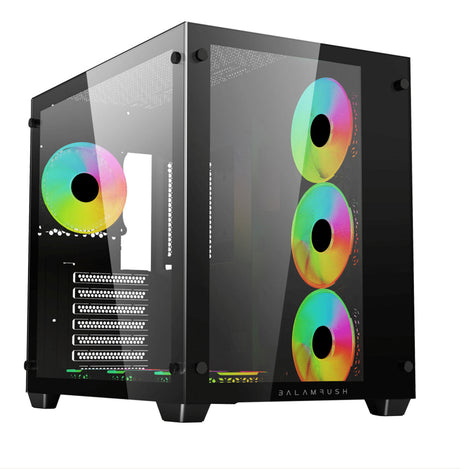 Gabinete Gamer BALAM RUSH Media Torre Tank Pro GM930 Max MB ATX Ultra Wide Panel Izq Cristal + Frente Cristal 2xUSB 3.0 
