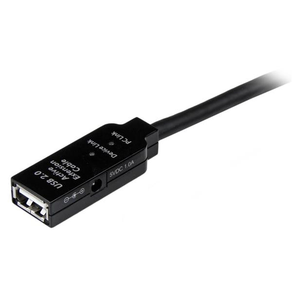 StarTech.com Cable 10m Extensión Alargador USB 2.0 Activo Amplificado - Macho a Hembra USB A - Negro Cable USB 2.0 USB A USB A Macho/Hembra