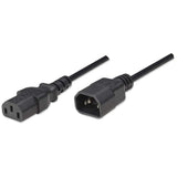Manhattan Cable de alimentación C14 macho a C13 hembra, de monitor a CPU, 1,8 m, 10 A, negro, garantía de por vida Cable