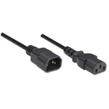 Manhattan Cable de alimentación C14 macho a C13 hembra, de monitor a CPU, 1,8 m, 10 A, negro, garantía de por vida Cable