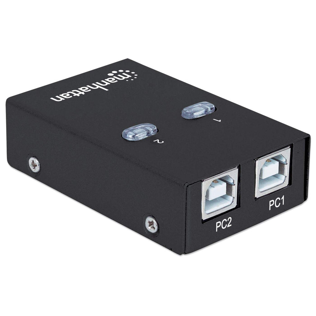 Manhattan Conmutador USB-A de uso compartido automático, 2x puertos USB-B, 480 Mbps (USB 2.0), control dual (autosensing