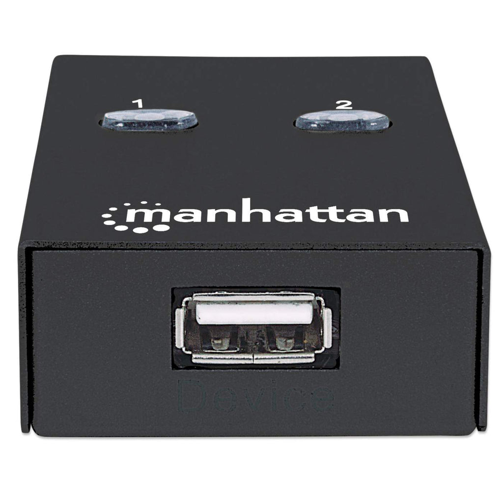 Manhattan Conmutador USB-A de uso compartido automático, 2x puertos USB-B, 480 Mbps (USB 2.0), control dual (autosensing