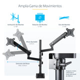 StarTech.com Brazo de Soporte para Dos Monitores - Base Soporte de Movimiento Articulado y Altura Ajustable para 2 Monit