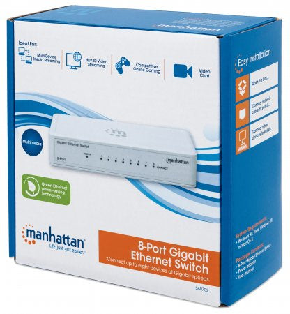 Switch de Escritorio Gigabit Ethernet 8 Puertos Plástico, IEEE 802.3az, Eficiencia Energética