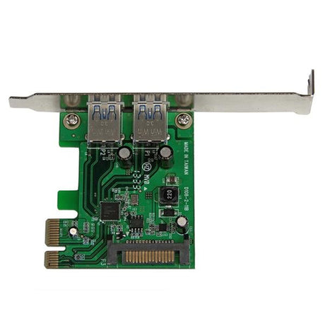 StarTech.com Tarjeta PCI Express de 2 Puertos USB 3.0 SuperSpeed con UASP y Alimentación SATA - Adaptador Interno Tarjet