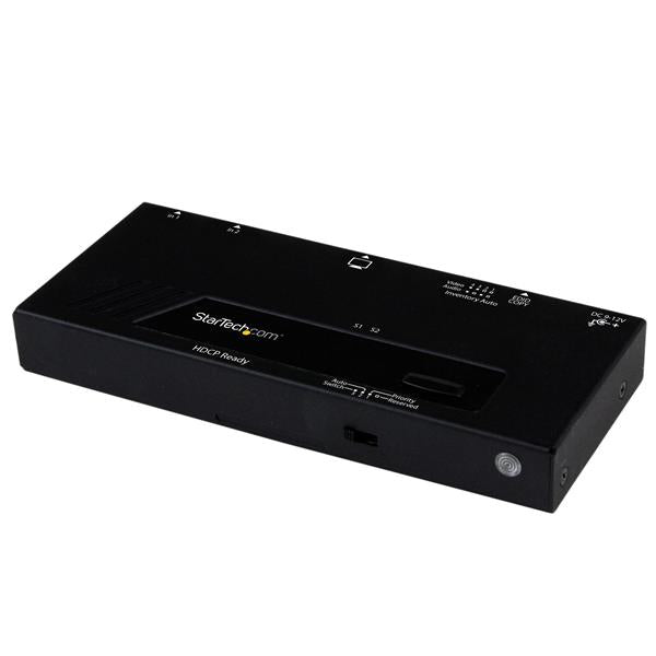 StarTech.com Switch HDMI de 2 Puertos con Switch Automático y Prioritario - 1080p, Aluminio, Plástico, Negro