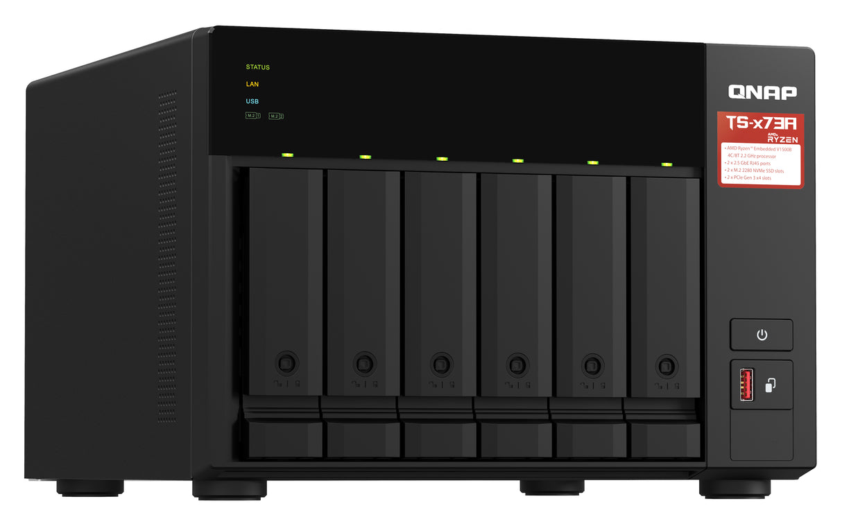 QNAP TS-673A Servidor 0 GB M.2, Serial ATA II, Serial ATA III 2.5,3.5,M.2 cm (2.5,3.5,M.2") 2