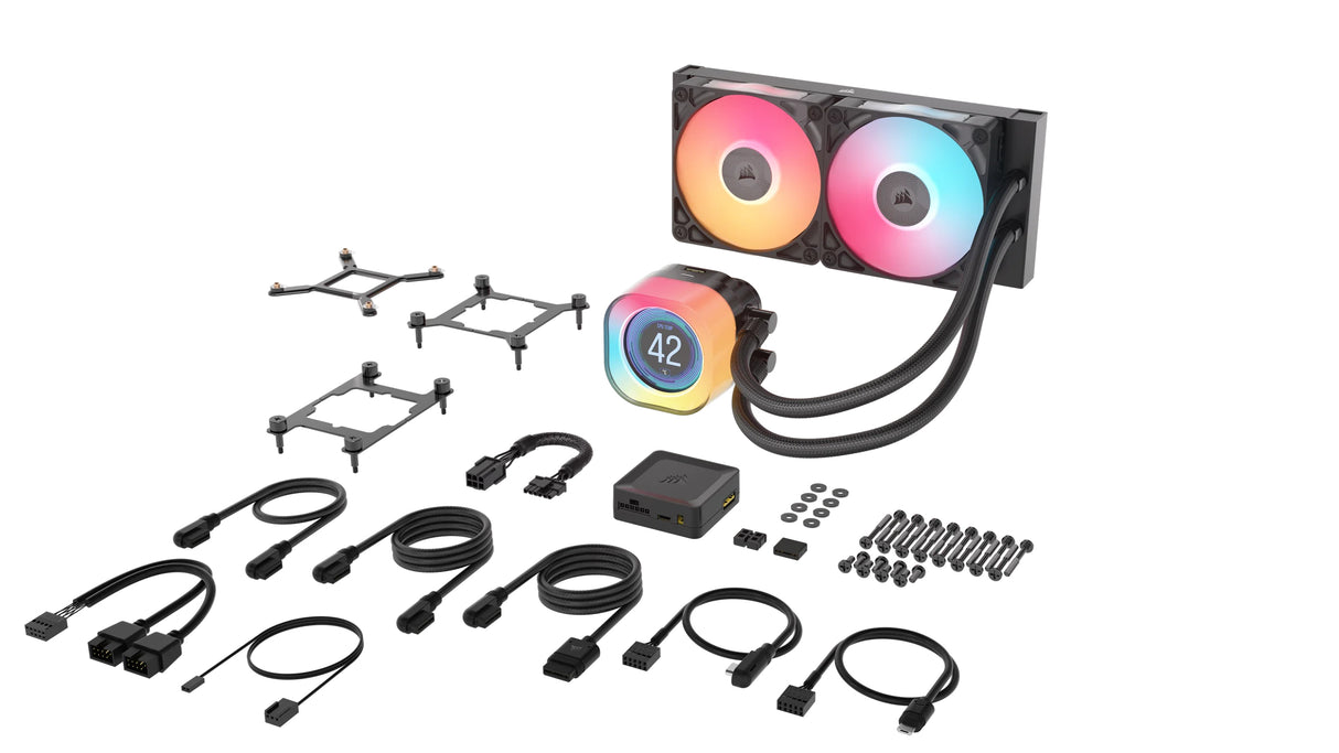 Corsair iCUE LINK TITAN 240 RX LCD Procesador Enfriador de aire 12 cm Negro 1 pieza(s), 300 RPM, 2100 RPM