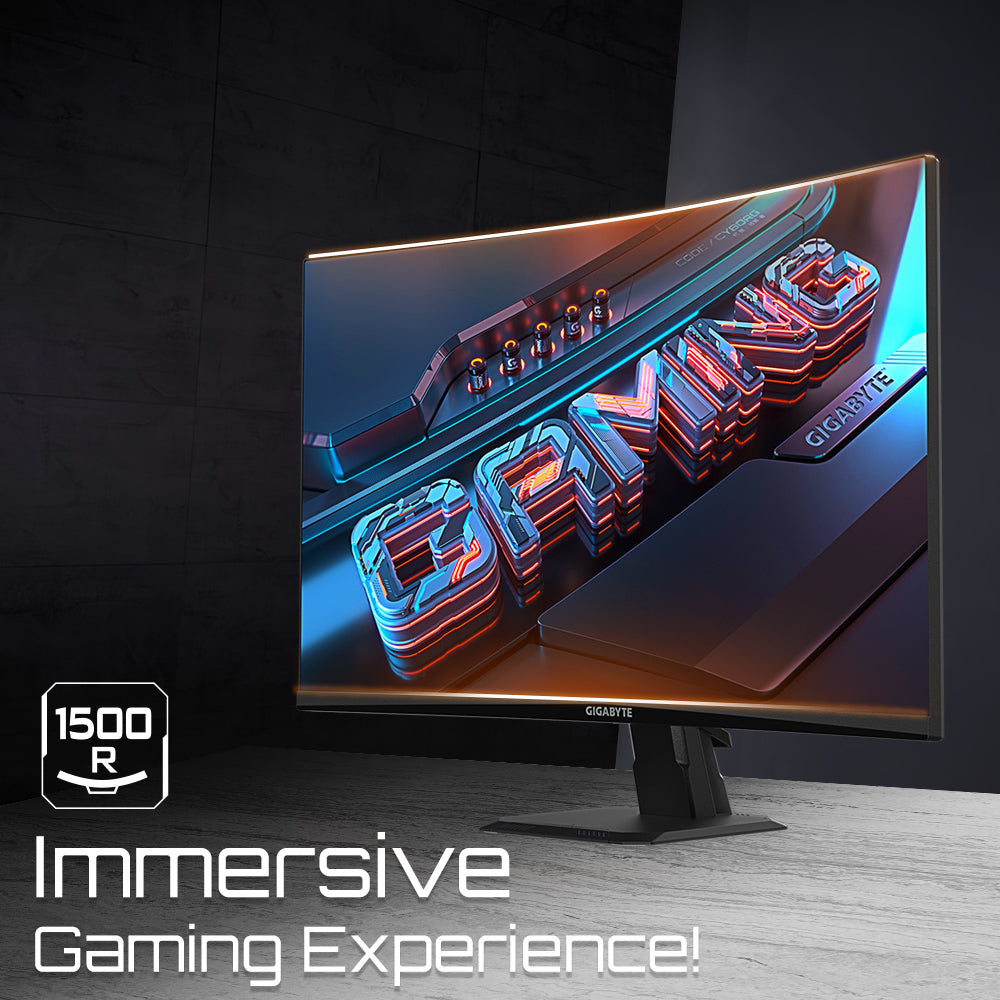GIGABYTE GS27FC 27" Monitor de Juego Curvo FHD - 1920 x 1080, 1500R, 180Hz, 1 ms, 250 cd/m², FreeSync Premium, HDR Ready, HDMI 2.0, Displayport 1.4 Monitor 68,6 cm (27") 1920 x 1080 Pixeles Full HD Edge LED Negro