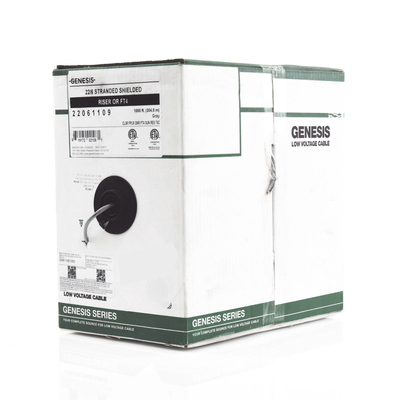 2206-5509 - Bobina de 152 Metros (500 Pies) de Cable / 6 x 22 AWG BLINDADO / Riser / Color Gris / Para Aplicaciones de Audio, Seguridad y Control