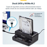 StarTech.com Clonador NVMe M.2 a SATA de 2.5/3.5 - Dock Duplicador Autónomo de 2 Bahías para SSD - Bidireccional NVMe a