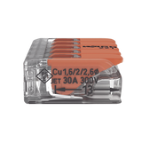 Conector Eléctrico / Borna de Conexión con Palancas / 5 Puntos / 6 mm² Máximo / 30A 450V / Transparente / CAGE CLAMP® / UL-ENEC-CB