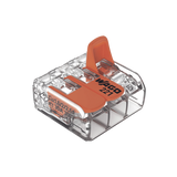 Borna de Conexión con Palancas / 3 Conductores / CAGE CLAMP® / 6 mm² (10 AWG) Máximo / 32A 450V / Transparente / Palancas Naranja / TB85