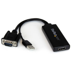 StarTech.com Adaptador VGA a HDMI con audio y alimentación USB – Conversor VGA a HDMI portátil –  1080 p Cable 1920 x 1080 Pixeles Negro Micro Silicon - MS9282 Conversor de vídeo activo