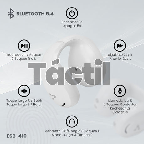 Vorago ESB-410 audífono y auriculare Auriculares Inalámbrico Intra auditivo Llamadas/Música USB Tipo C Bluetooth Blanco