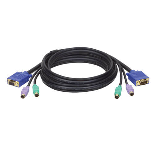 Tripp Lite P753-006 Juego de cables para PS/2 (3 en 1) para el KVM B007-008, 1.83 m [6 pies], Negro, 2x MiniDIN-6, 2x Mi