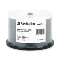 Verbatim CD-R 80MIN 700MB 52X DataLifePlus White Inkjet, Hub Printable 50pk Spindle 50 pieza(s)