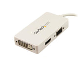 StarTech.com Adaptador Conversor de Mini DisplayPort a VGA DVI o HDMI - Convertidor A/V 3 en 1 para viajes - Blanco Cable Derecho Derecho 0,15 m Mini DisplayPort