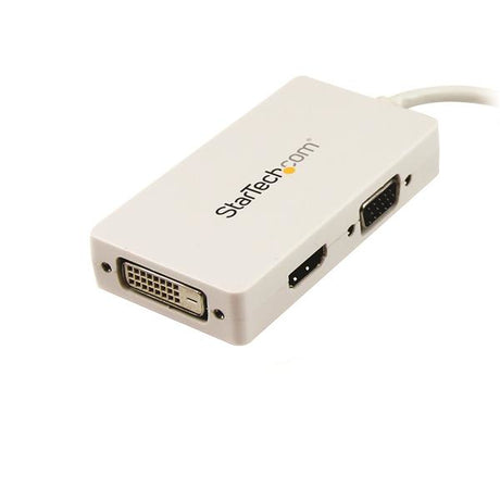 StarTech.com Adaptador Conversor de Mini DisplayPort a VGA DVI o HDMI - Convertidor A/V 3 en 1 para viajes - Blanco Cable Derecho Derecho 0,15 m Mini DisplayPort