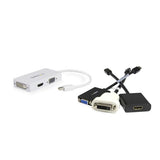 StarTech.com Adaptador Conversor de Mini DisplayPort a VGA DVI o HDMI - Convertidor A/V 3 en 1 para viajes - Blanco Cable Derecho Derecho 0,15 m Mini DisplayPort