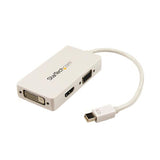 StarTech.com Adaptador Conversor de Mini DisplayPort a VGA DVI o HDMI - Convertidor A/V 3 en 1 para viajes - Blanco Cable Derecho Derecho 0,15 m Mini DisplayPort