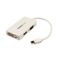 StarTech.com Adaptador Conversor de Mini DisplayPort a VGA DVI o HDMI - Convertidor A/V 3 en 1 para viajes - Blanco Cable Derecho Derecho 0,15 m Mini DisplayPort