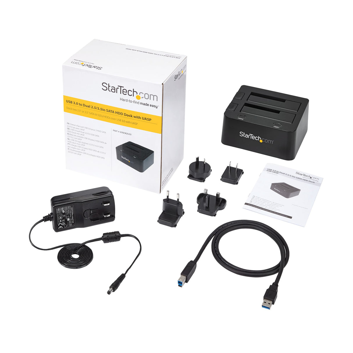 StarTech.com Docking Station de 2 Bahías USB 3.0 a SATA - Base de Acoplamiento USB de Discos Duros SSD SATA I/II/III de 